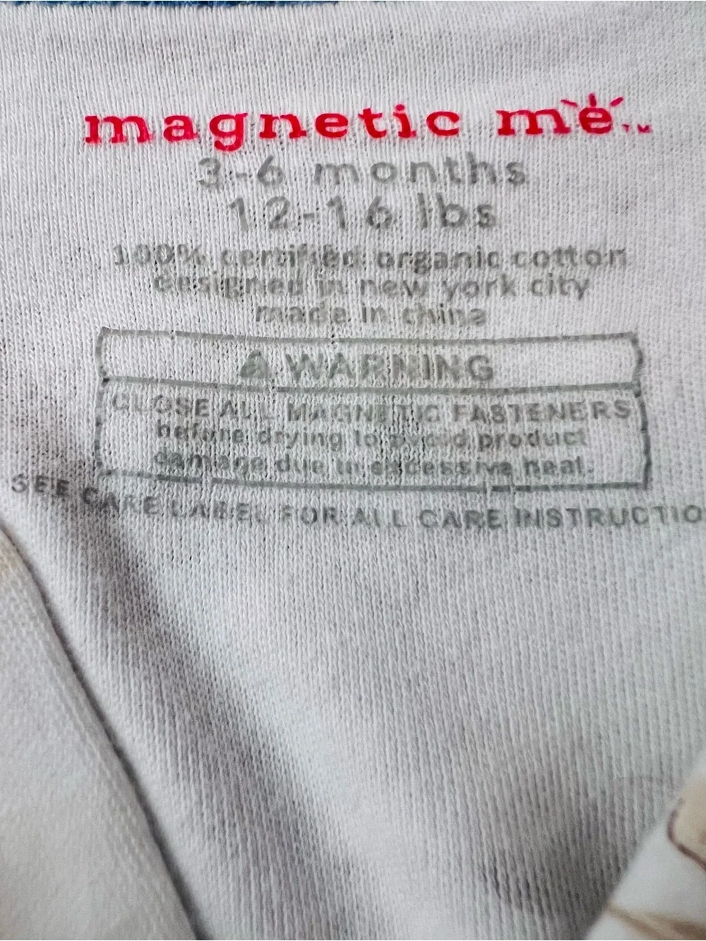 Magnetic Me White Footed One-Piece with Blue Trim and Dog Print Size 3-6 Months
